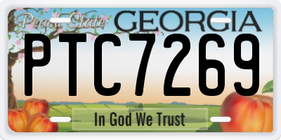 GA license plate PTC7269