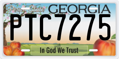 GA license plate PTC7275