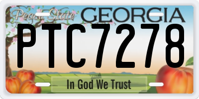 GA license plate PTC7278