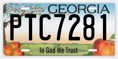 GA license plate PTC7281