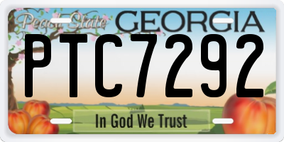 GA license plate PTC7292