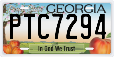 GA license plate PTC7294