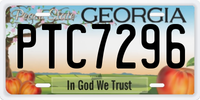 GA license plate PTC7296