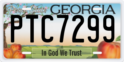 GA license plate PTC7299