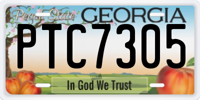 GA license plate PTC7305