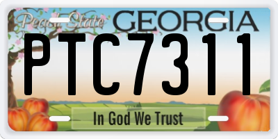 GA license plate PTC7311