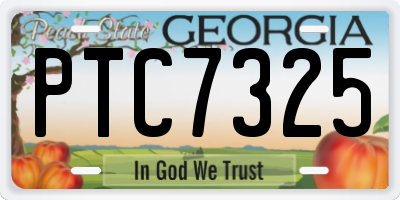 GA license plate PTC7325