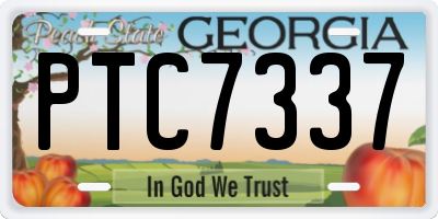 GA license plate PTC7337