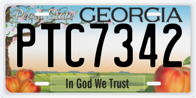 GA license plate PTC7342