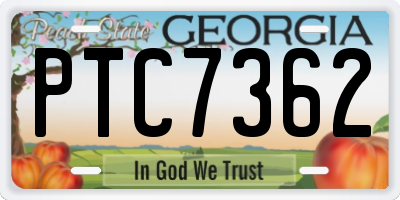 GA license plate PTC7362