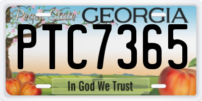GA license plate PTC7365