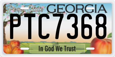 GA license plate PTC7368