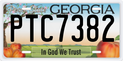 GA license plate PTC7382