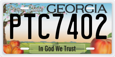 GA license plate PTC7402