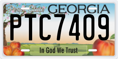 GA license plate PTC7409