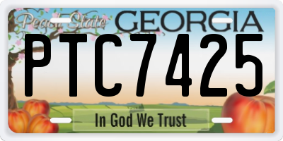 GA license plate PTC7425