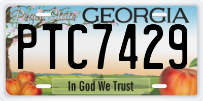 GA license plate PTC7429