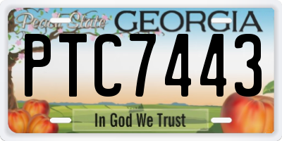 GA license plate PTC7443