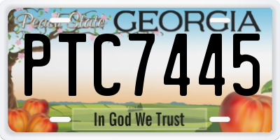 GA license plate PTC7445