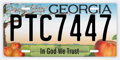 GA license plate PTC7447