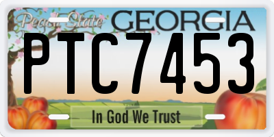 GA license plate PTC7453