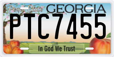GA license plate PTC7455