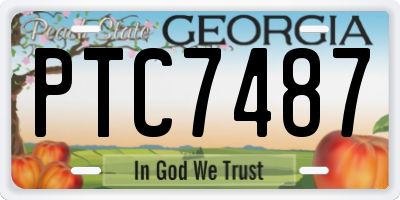 GA license plate PTC7487