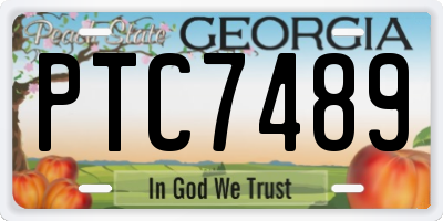 GA license plate PTC7489
