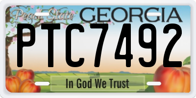 GA license plate PTC7492