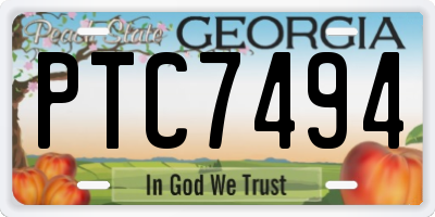 GA license plate PTC7494