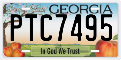 GA license plate PTC7495