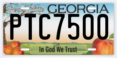 GA license plate PTC7500