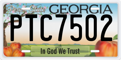 GA license plate PTC7502