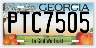 GA license plate PTC7505