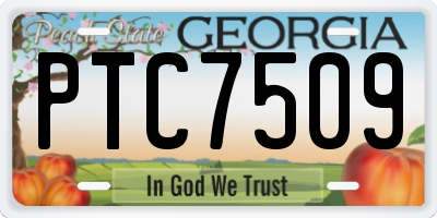 GA license plate PTC7509