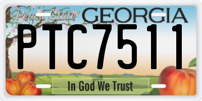 GA license plate PTC7511