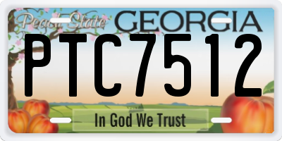 GA license plate PTC7512