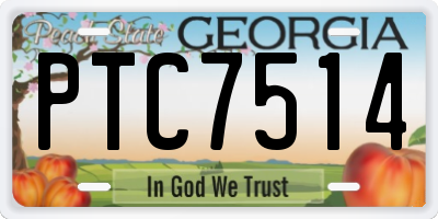 GA license plate PTC7514