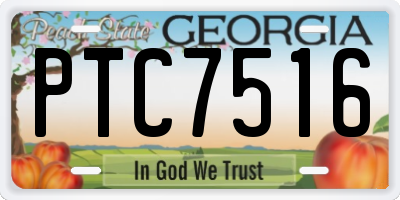 GA license plate PTC7516