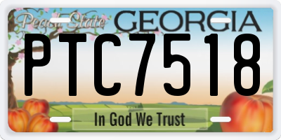 GA license plate PTC7518