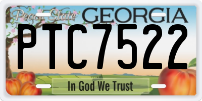 GA license plate PTC7522