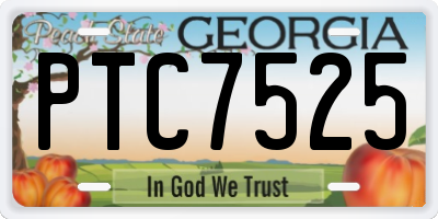 GA license plate PTC7525