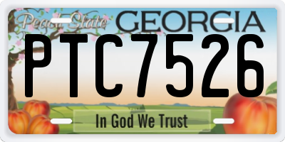 GA license plate PTC7526