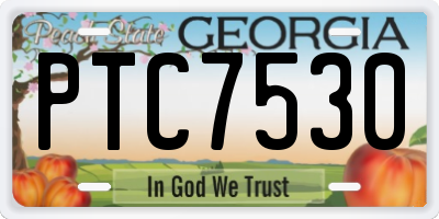 GA license plate PTC7530