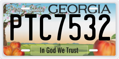 GA license plate PTC7532