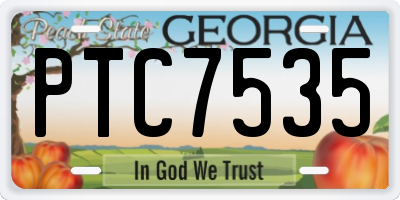 GA license plate PTC7535