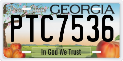 GA license plate PTC7536