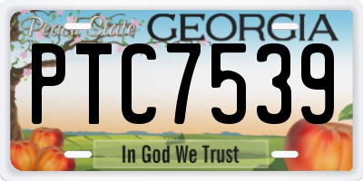 GA license plate PTC7539