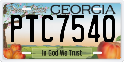 GA license plate PTC7540