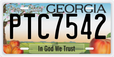 GA license plate PTC7542